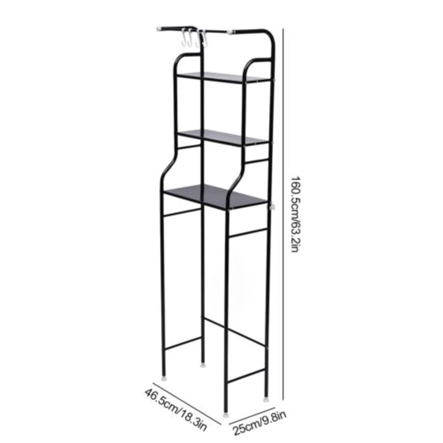Black Metal 4-Tier Over The Toilet Rack Space Saver Organizer Storage For Bathroom