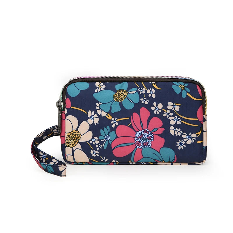 Fashion Printing Ladies Clutch Wallet Large Capacity Triple Zipper Hand Carry Coin Purse Shopping Handheld Cell Phone Bag