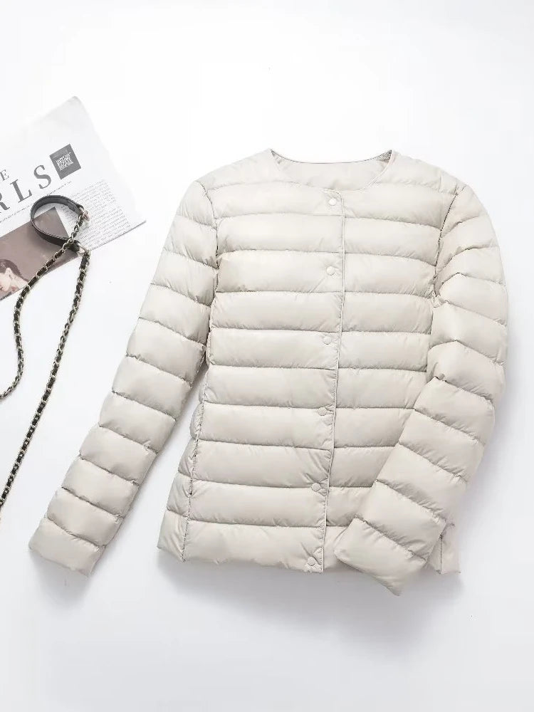 NewBang Matt Fabric Light Jacket Female Ultra Light Down Jacket Women Slim Windbreaker Without Collar Lightweight Warm Coat