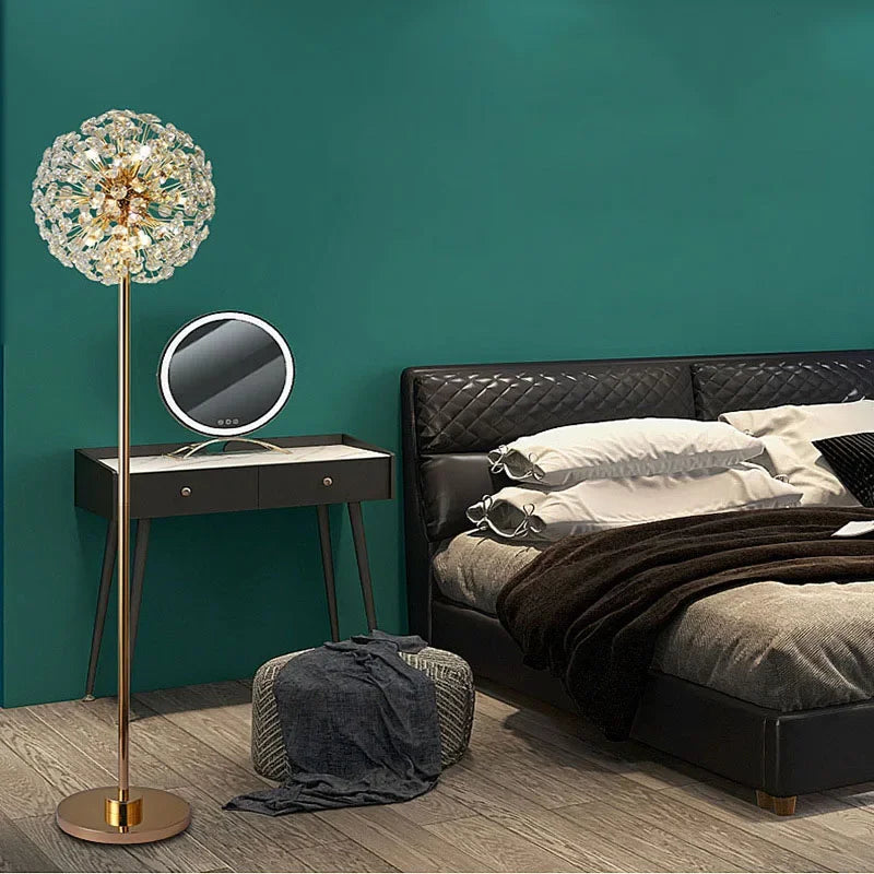 Dandelion LED Floor Lamp for Parlor Bedroom Shop Decorate Standing Lighting G4 Bulb Gold Metal Home Deco Dropshipping