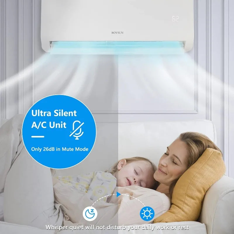 24000 BTU Mini Split AC/Heating System with Inverter, Ductless Split-System Air Conditioner with Pre-Charged Condenser