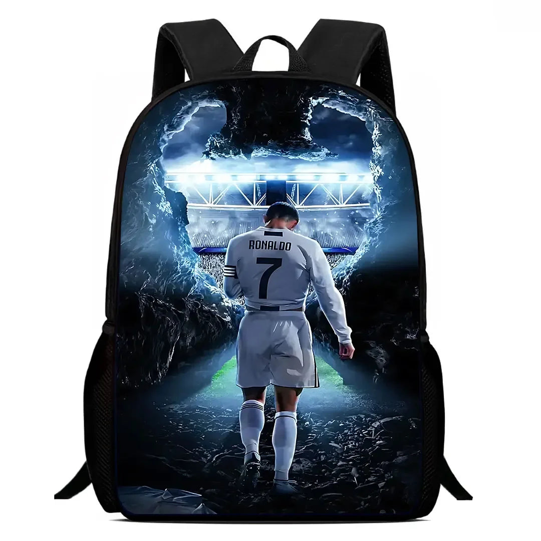Cartoon C-CR7 Football-Stars Child School Backpack With Lunch Bags Pencil Bags School Bags for Boys Girls Best Gift