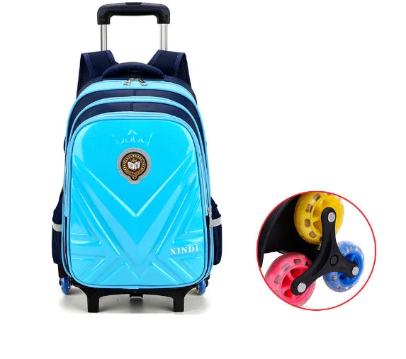 kids PU 3D School Wheeled Backpack for boys Children Rolling Luggage Suitcase Travel Trolley Bag for kids Schoolbag on wheels