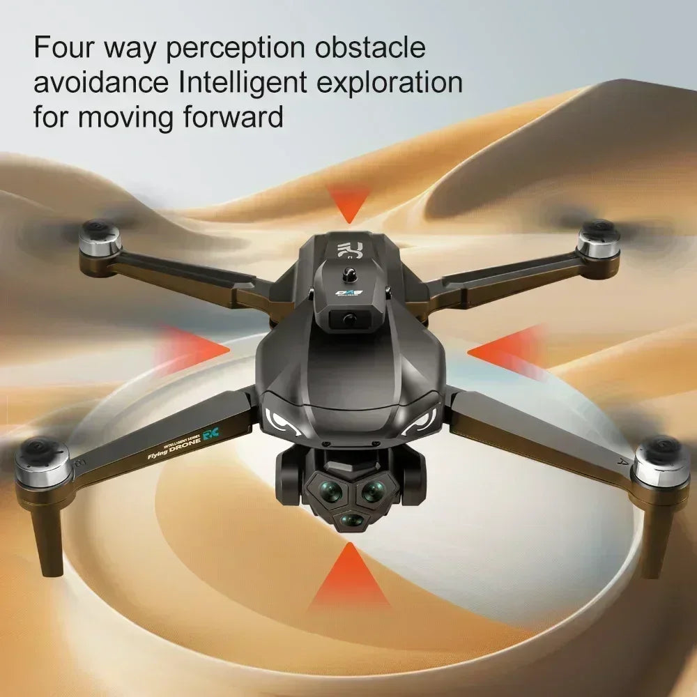 M33MAX RC Drone 4K Professinal with Wide Angle Triple HD Camera Foldable RC Helicopter Brushless Motor WIFI FPV Screen Drone Toy