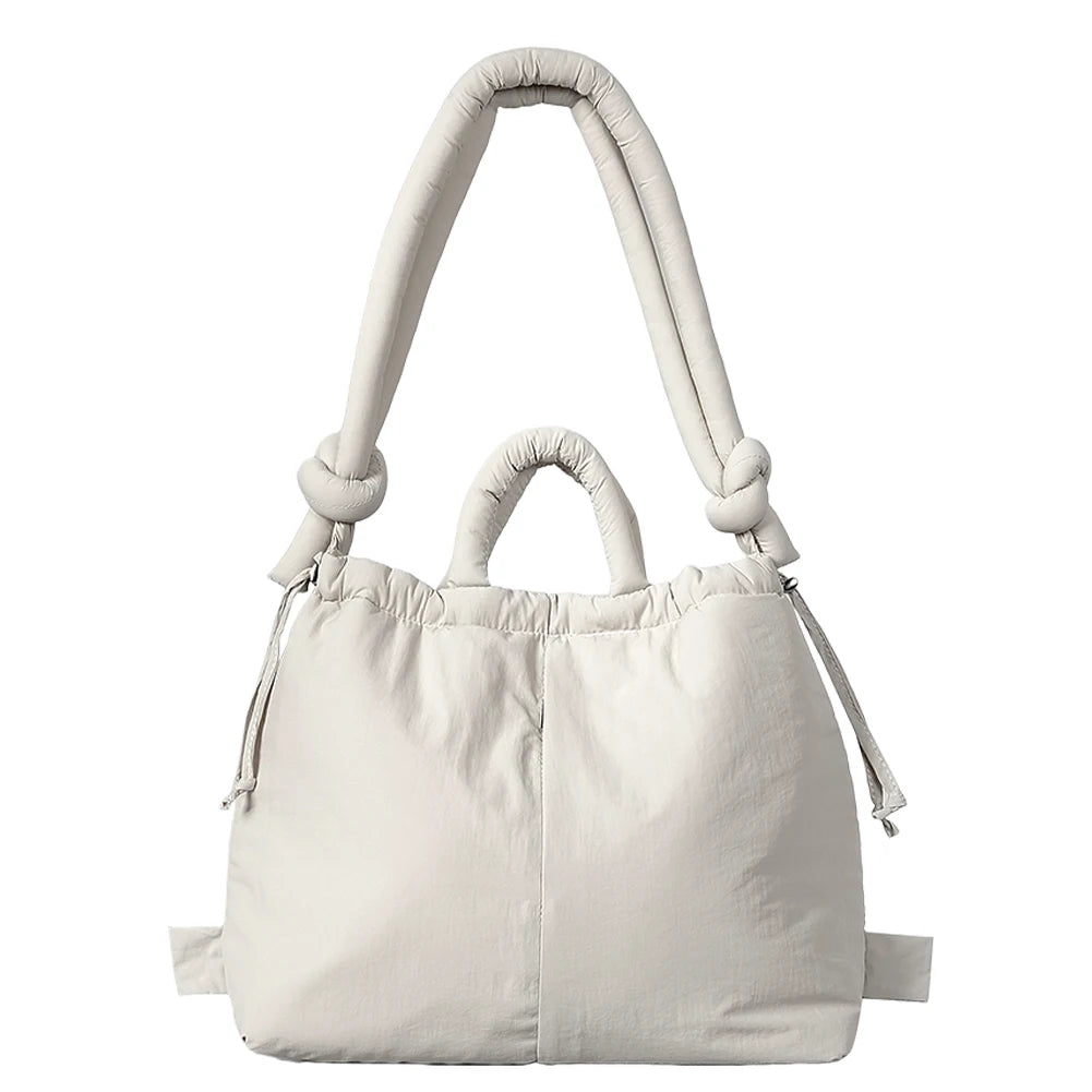 Women Padded Shoulder Bag Puffer Tote Bag Lightweight Drawstring Bucket Bag Stuffing Crossbody Bag Tote Handbag Puffy Sling Bag