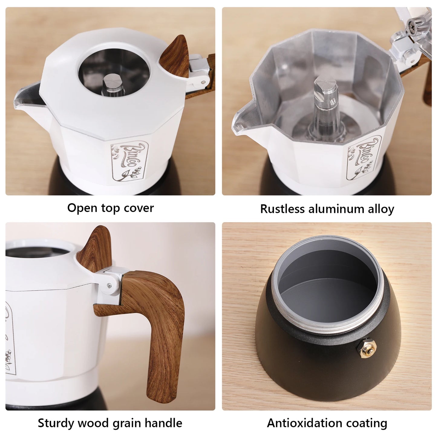 Stovetop Espresso Maker, 2 Cups Moka Coffee Pot for Gas or Electric Ceramic Stovetop,Italian Coffee maker