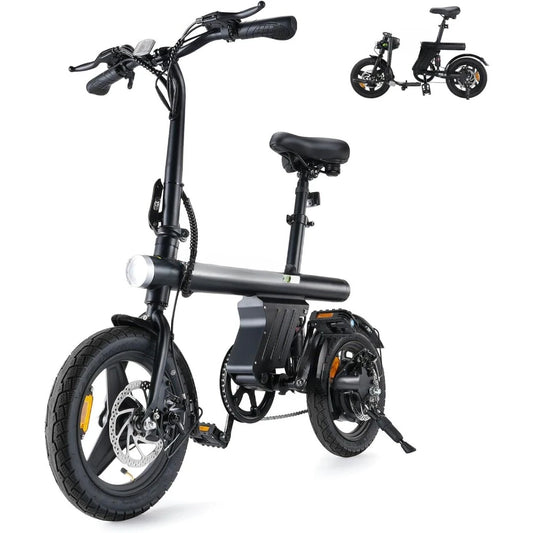 Electric Bike 500W Motor, 20 Mph Folding Ebike, 14" Adults Electric Bicycles with Uphill, 280.8Wh Battery, 25 Miles PAS Range