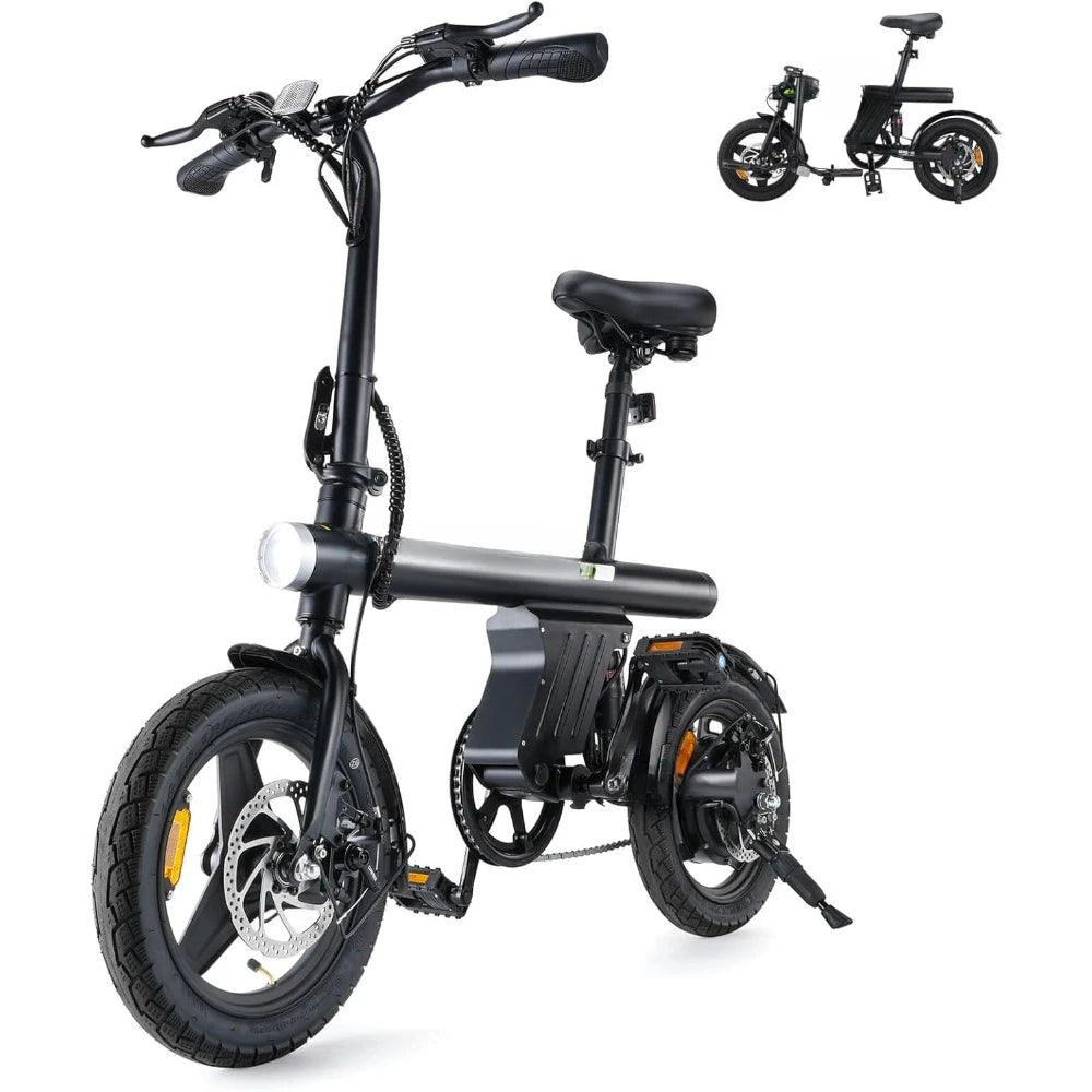 Electric Bike 500W Motor, 20 Mph Folding Ebike, 14" Adults Electric Bicycles with Uphill, 280.8Wh Battery, 25 Miles PAS Range