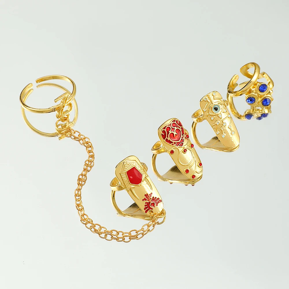 Game The Legend of Nail Ring Set Gold Plated Ring for Women Girl Trend Party Jewelry Tears of the Kingdom Accessories