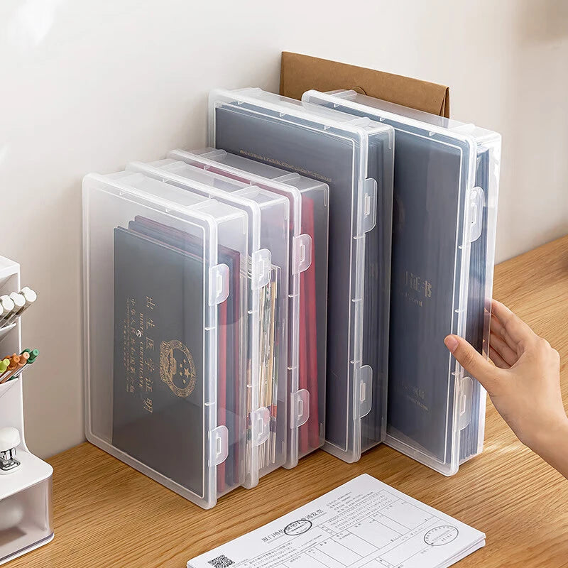 Plastic File Storage Box Organization Transparent Square Storage Box A4 Organization Box Desktop Dust-proof Storage Box