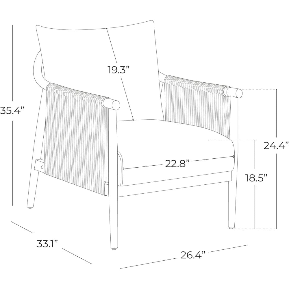 Braid Armchair, Modern Accent Chair for Living Room, Cream, Living Room Chairs