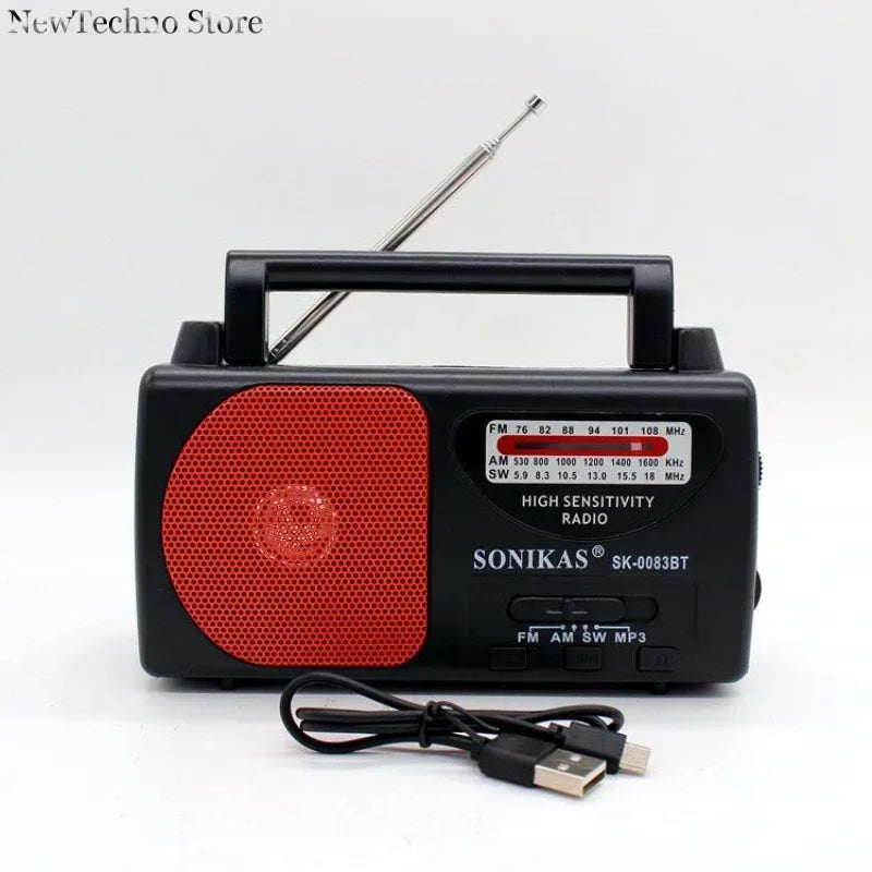 2023 New Triple-band Radio Vintage Portable Plug-in Card Bluetooth Speaker FM Semiconductor Radios Am Fm SW Radio SK-0083BT