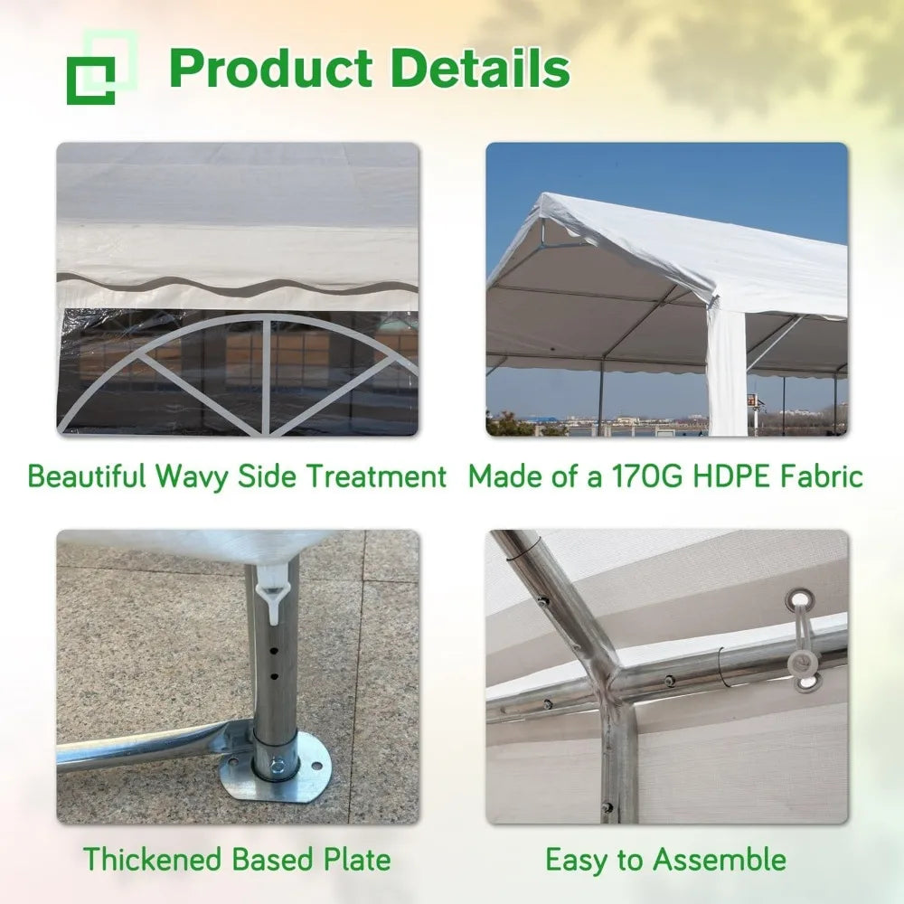 Outdoor Heavy-Duty Party Tent, Upgraded Galvanized Gazebo Wedding Canopy Big Tents with 3 Storage Bags, 20’ X 32’