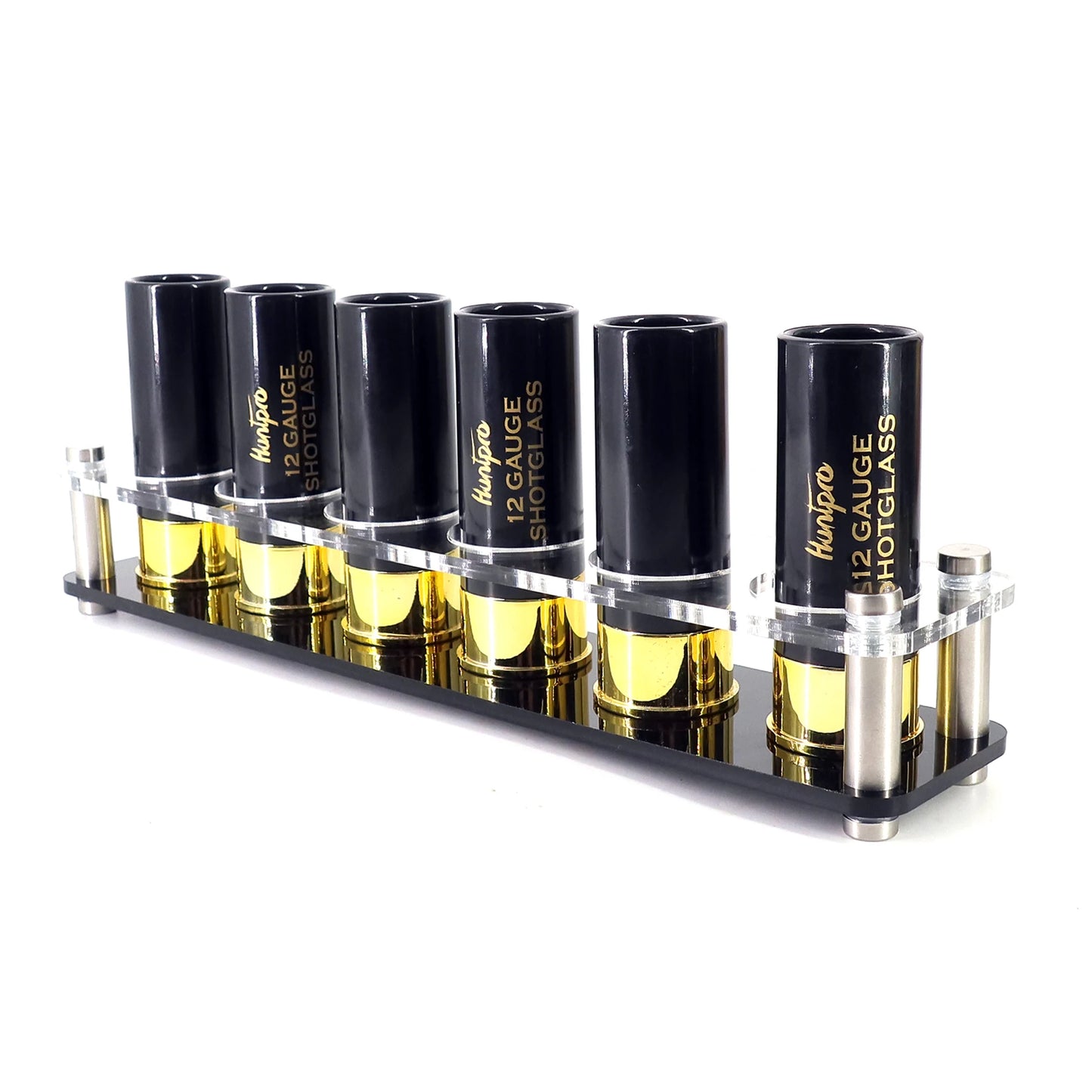 Hunting Shooting Outdoor Gift 12 Gauge Shot Glass Set of 6 Multi Color Shot Glasses with Acrylic Tray Cup Holder for Hunter