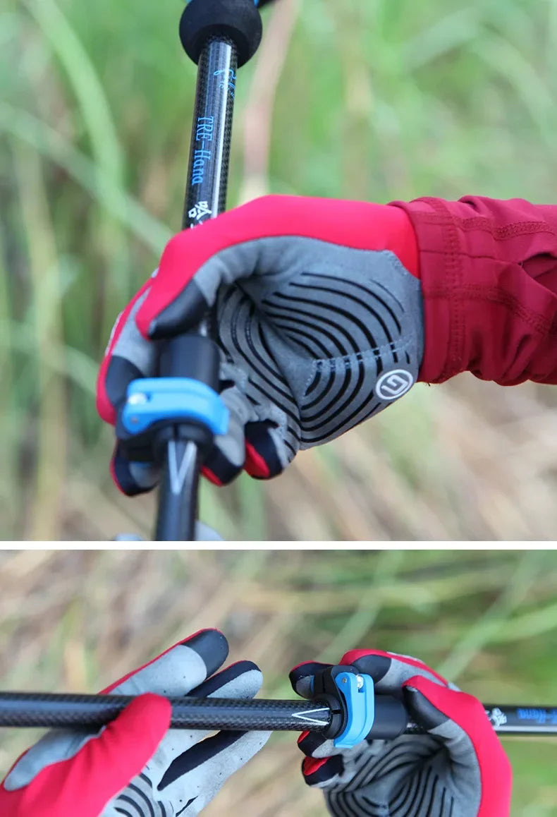 Lightweight Carbon Fiber Trekking Pole Hiking Trail Running Walking EVA Handle Quick Lock Folding Cane Telescopic Aluminium