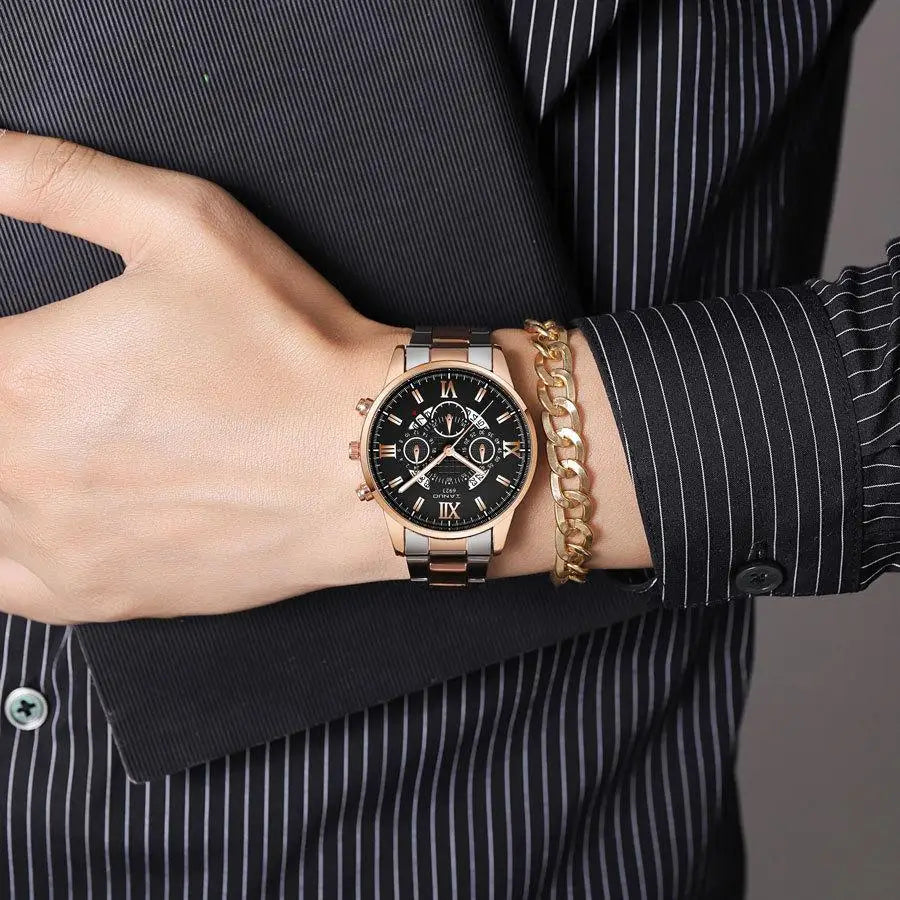 Luxury Men's Steel Strap Luminous Calendar Watch Business Fashion Wristwatch Sports Watch Men's Gifts