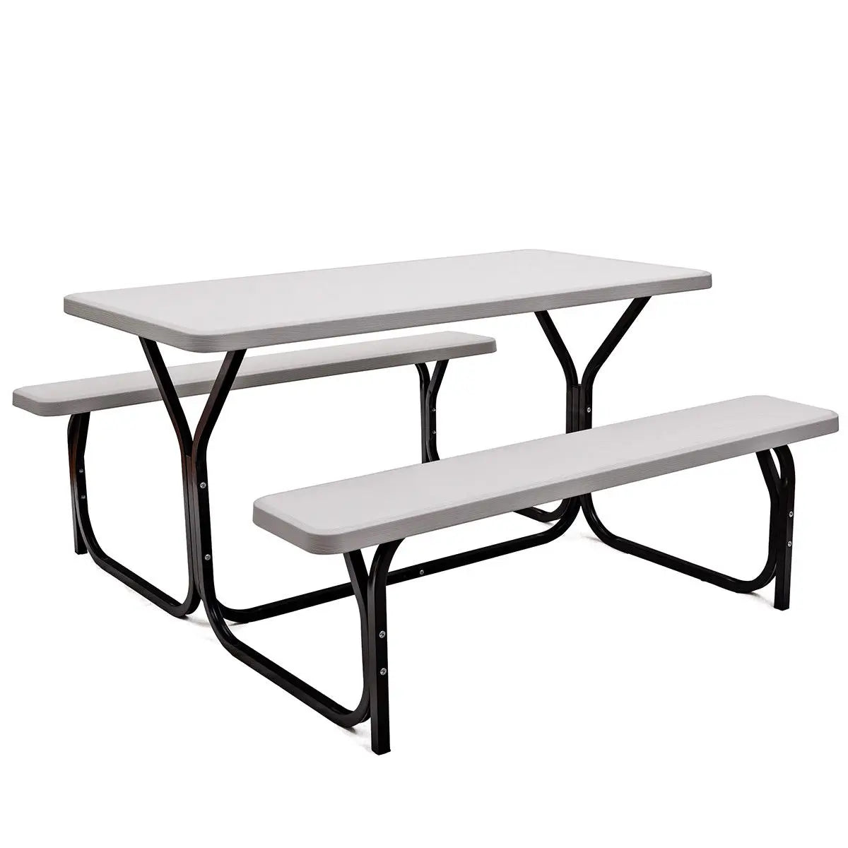 Picnic Table Bench Set Outdoor Backyard Patio Garden Party Dining White