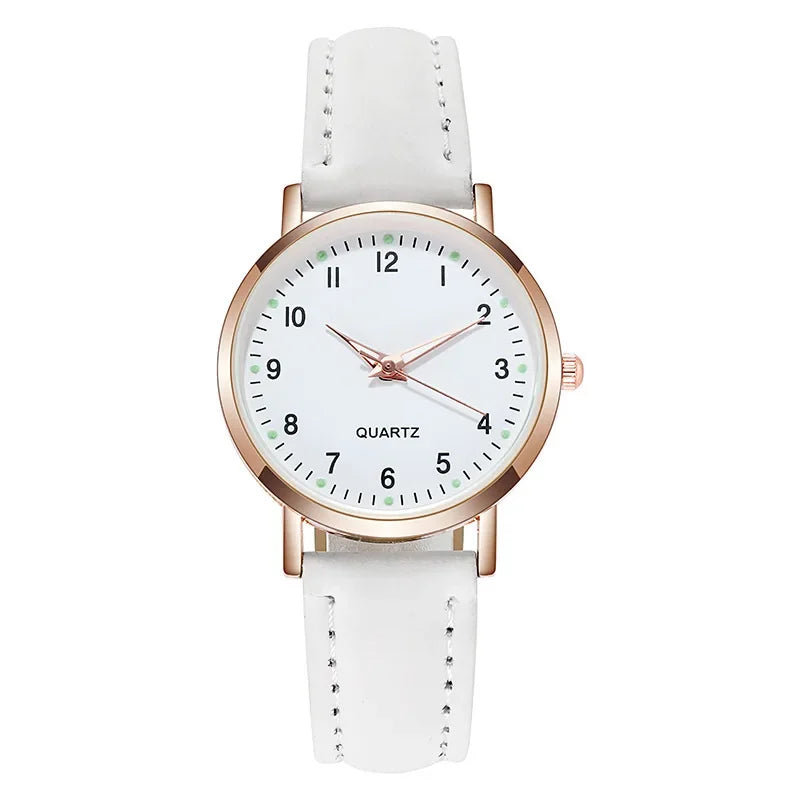Women Luxury Luminous Watch Simple Vintage Watch Leather Belt Quartz Wristwatches Simplicity Casual Sports Wristwatches Clock