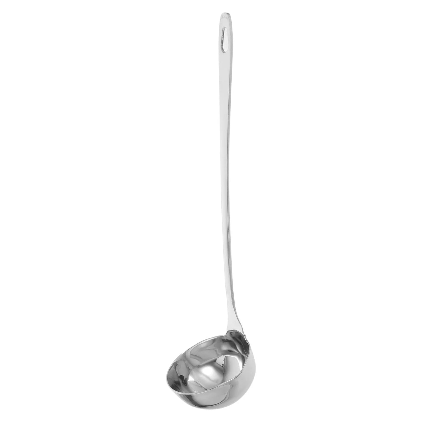 Spout Double Mouth Spoon Colander Stainless Steel Scoop Household Saucepan Silver Kitchen Gadget
