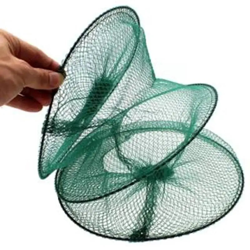Folding Round Nylon Mesh Metal Frame Crab Fishing Net Shrimp Cast Minnow Trap Fishing Landing Fish Tackle Accessory Crawdad Y8I6