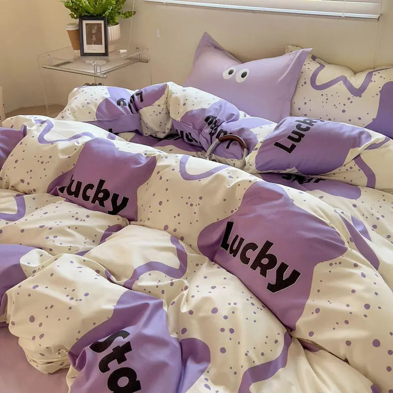 Green Grid Duvet Cover Set Ins Soft Bed Sheet Pillowcases No Filler Twin Queen Size 2024 New Spring Adult Kids Bedding Linens