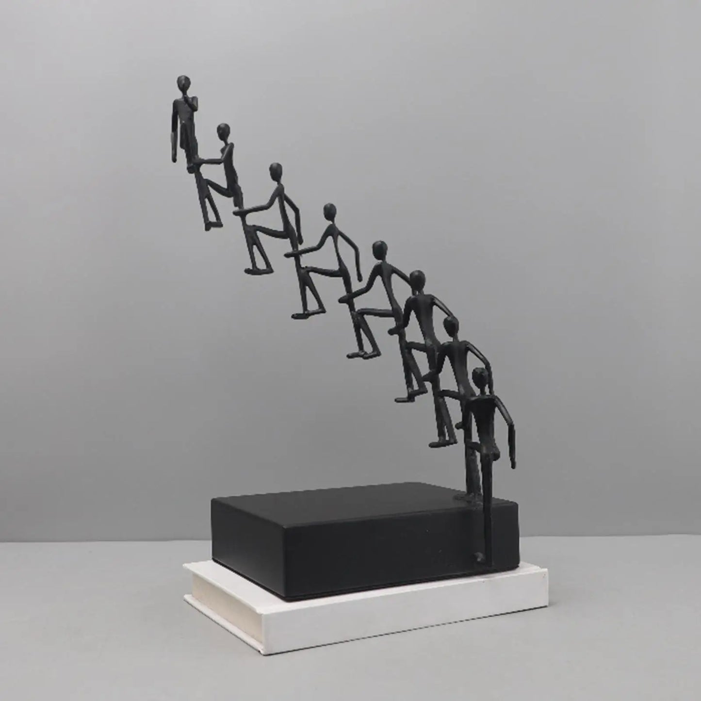 Art Statue Crafts Metal Abstract Sculpture Modern Minimalist Abstract Cast Iron Rising Step By Step Figure for Office Bookshelf