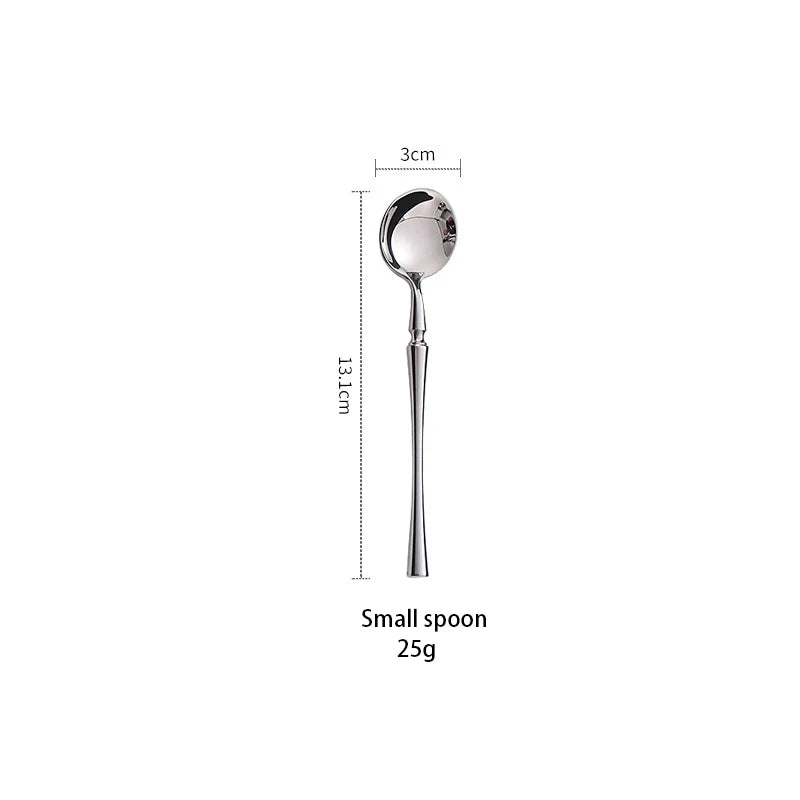 AJOYOUS Cutlery Set Stainless Steel Mirror Flatware Luxury Silverware Set Dessert Fork Tea Spoon Knife Dinnerware Kitchen