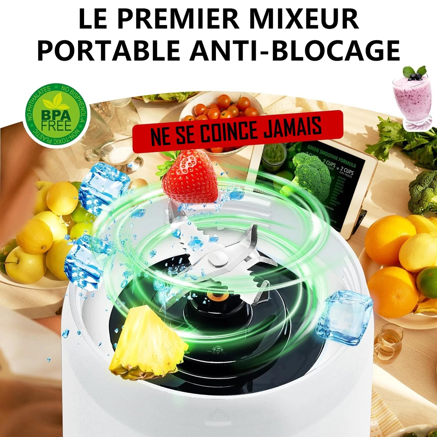 24oz Portable Blender Juicer Cup USB Rechargeable Smoothies Mixer Fruit Machine