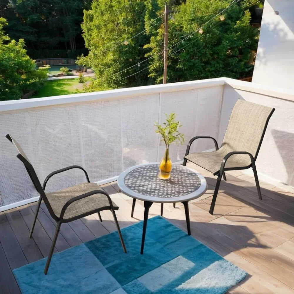Patio Dining Chairs Set of 4, Outdoor Furniture Chairs, Breathable Seat Fabric and Alloy Steel Frame for Backyard, Porch, Garden