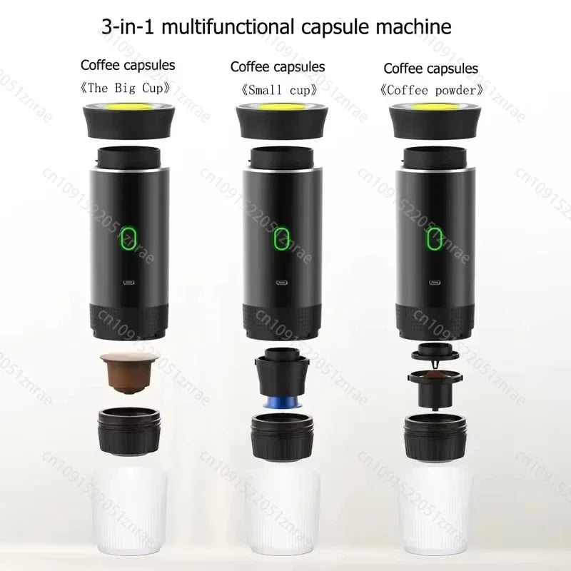 Portable Wireless Espresso Coffee Maker Electric Coffee Machine Automatic Heating 19Bar Fit Nespresso Capsule Pods Ground Coffee