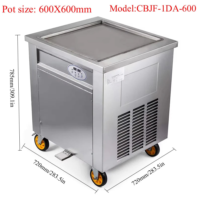 Single Square Flat Pan Instant Thailand Rolled Ice Cream Making Thai Stir Fry Tawa Roller Fried Ice Cream Roll Machine