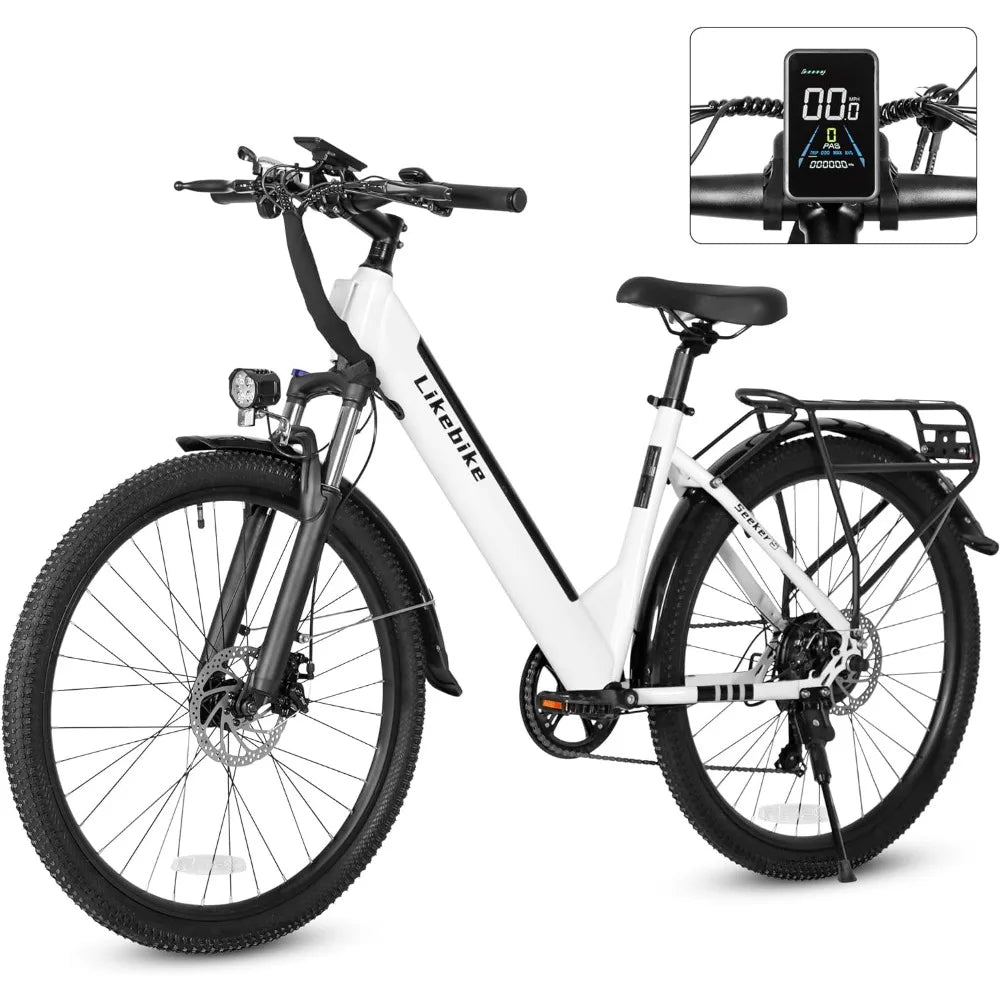 26" Electric Bike for Adults, UL 2849 Certified, Step Through Electric Bicycle 20MPH E-bikes with 7-Speed & Front Suspension