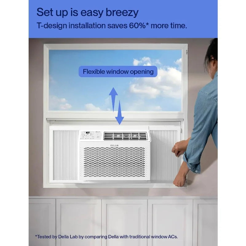 DELLA 10000 BTU Energy Saving Window Air Conditioner, Work with Alexa, Cools Up to 450 Sq. Ft, GEO Location