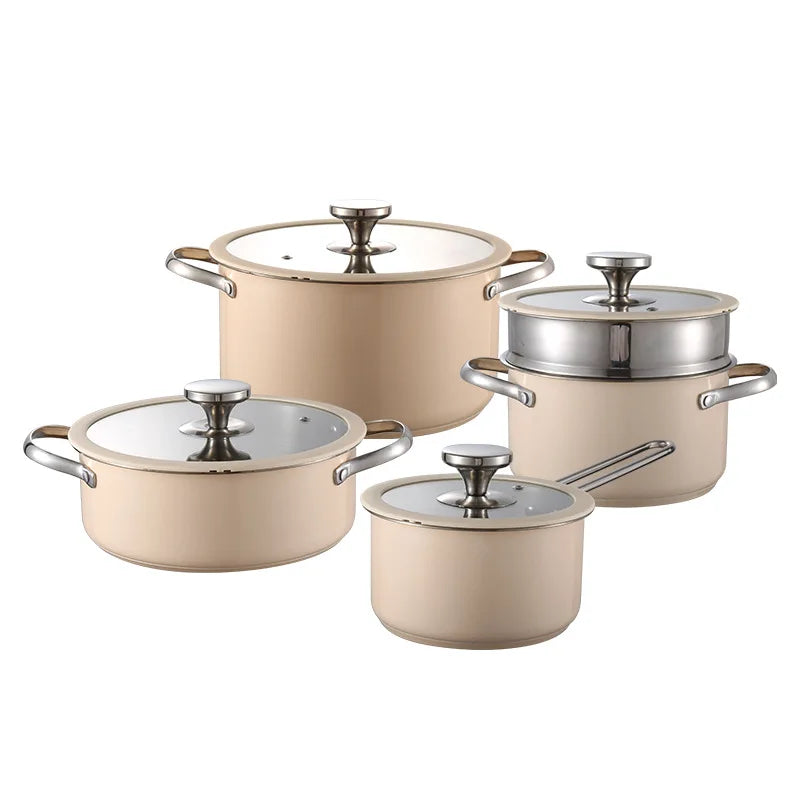 Non-stick Pots and Pans Kitchen Stainless Steel Cookware Set Induction Cooker Pot set