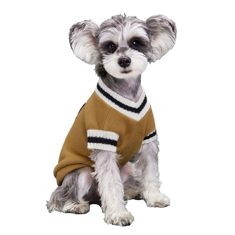 College Style Pet Dog Sweater Winter Warm Dog Clothes for Small Medium Dogs Puppy Cat Vest Chihuahua French Bulldog Yorkie Coat