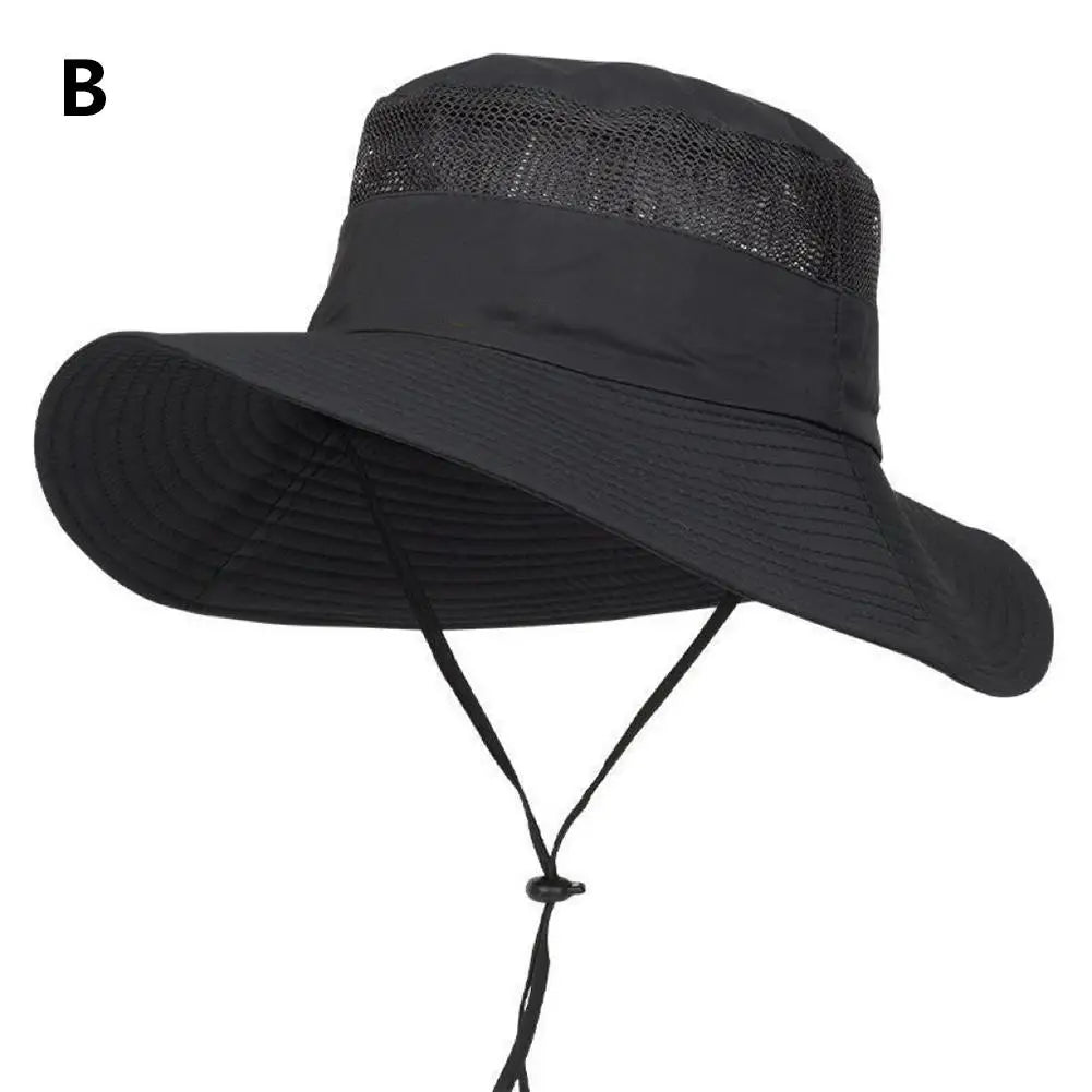 Summer Cool Mountaineering Cap Mesh Breathable Men Sun Hat Large Brim Outdoor Visors Fashion Male Fisherman Hats