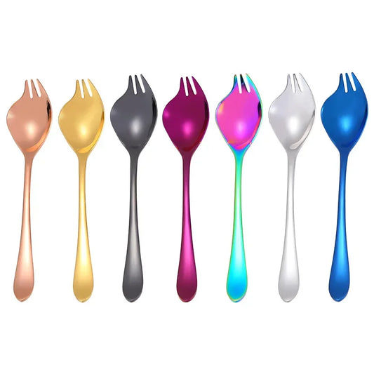 Salad Spork Stainless Steel Spork One Scoop Creative Salad Spoon Fruit Fork Dual-purpose Spork Kichen Accessories utensils