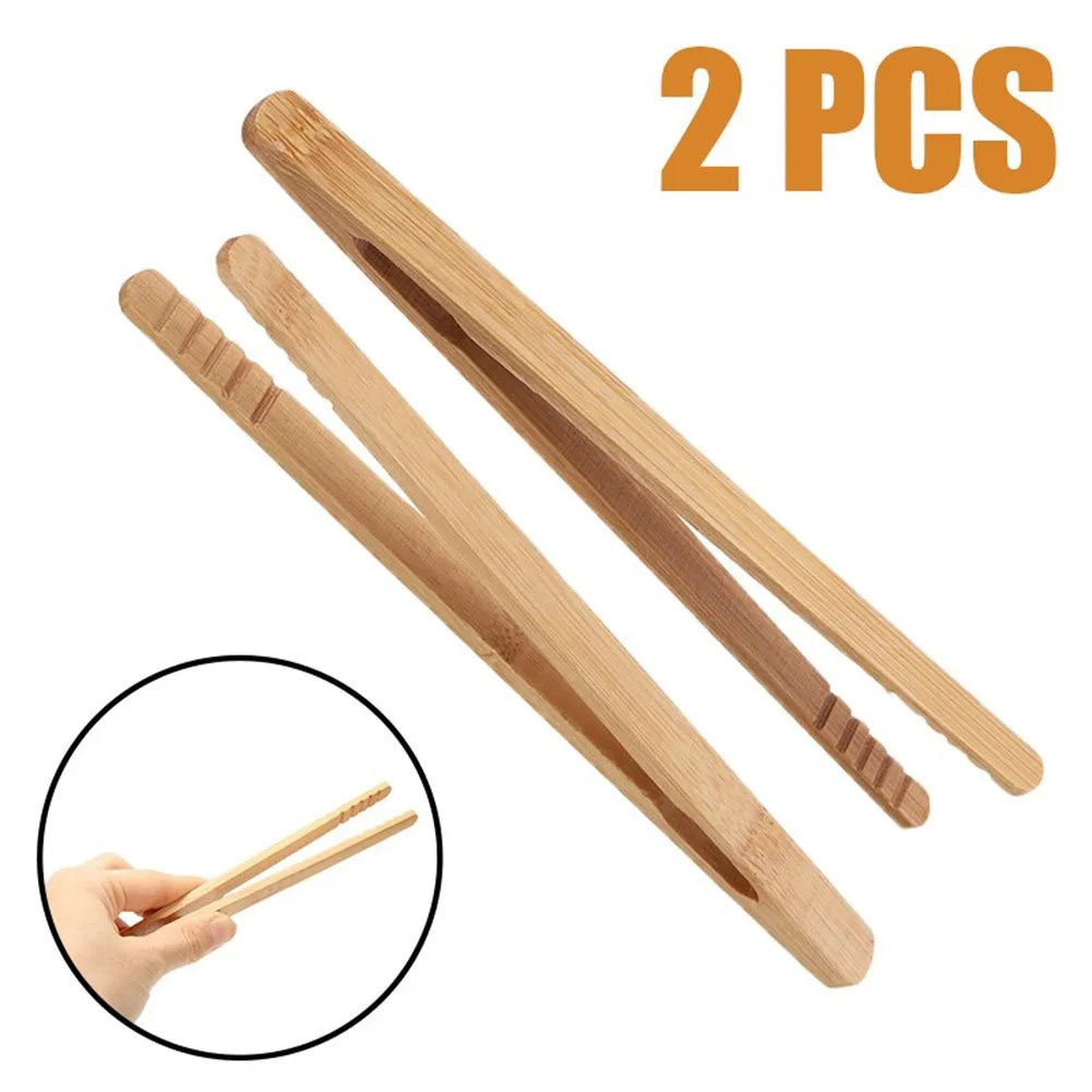 2pc 18cm Wooden Food Tongs Kitchen Utensil Tea Tong For Fruits Toast Tea Bread Pickle Cooking Tool