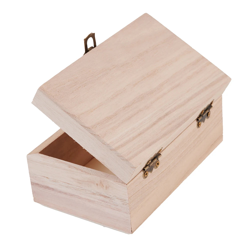 1/3pcs Log Color Scotch Plain Wood Wooden Square Hinged Storage  Boxes Craft Gift Box Handmade Case Box Storage Organization