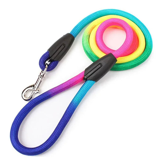 Durable Nylon Rainbow 1.2M Pet Dog Leash Walking Training Leash Cats Dogs Harness Collar Leashes Strap Belt Rope Pink dog collar