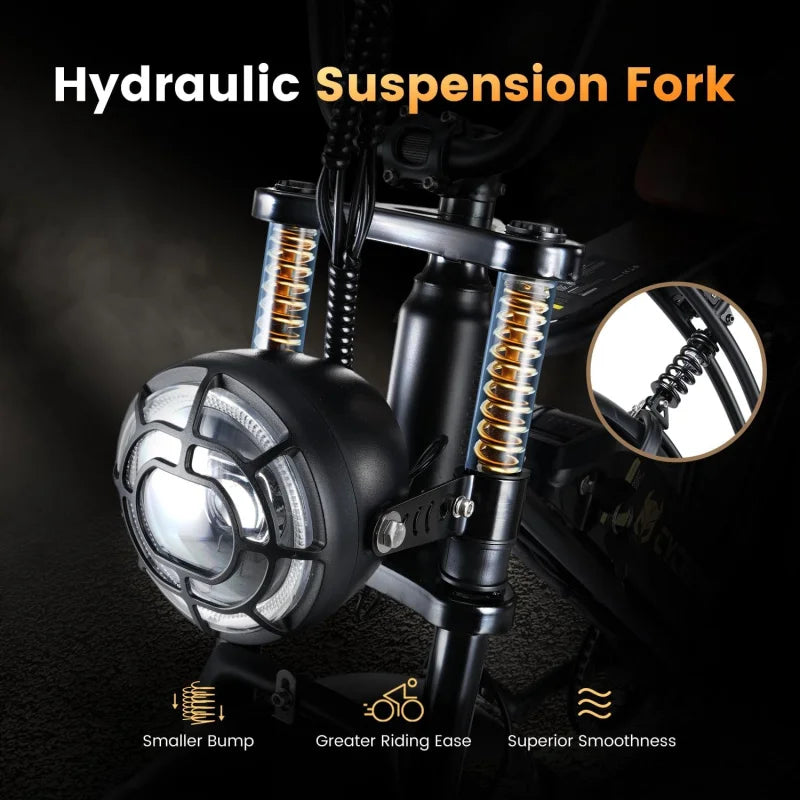 ACycRun Electric Bike 750W Motor with 374.4WH Battery, 20MPH 55Miles Moped Style Ebike for Adults, 20" Fat Tire Co