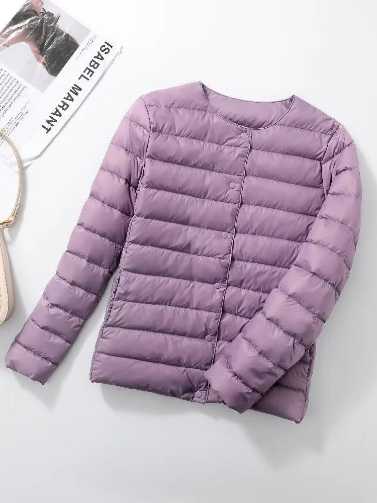 NewBang Matt Fabric Light Jacket Female Ultra Light Down Jacket Women Slim Windbreaker Without Collar Lightweight Warm Coat