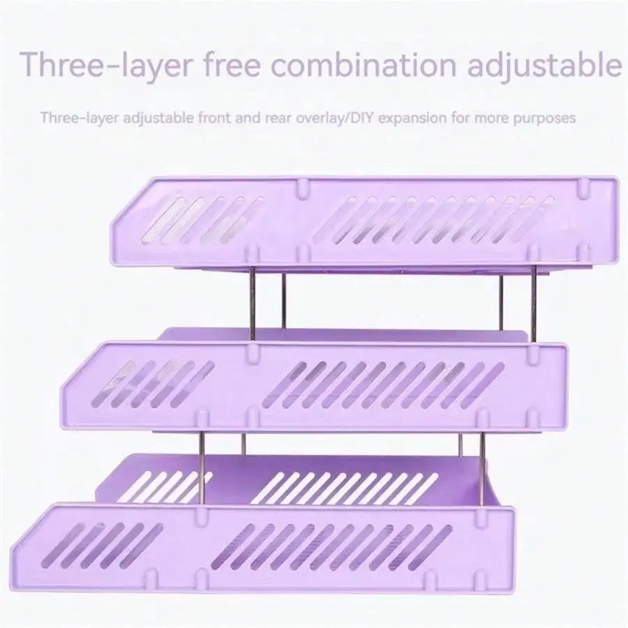 Three layer file rack storage artifact file disk folder office desktop bookshelf archive data rack storage rack office supplies
