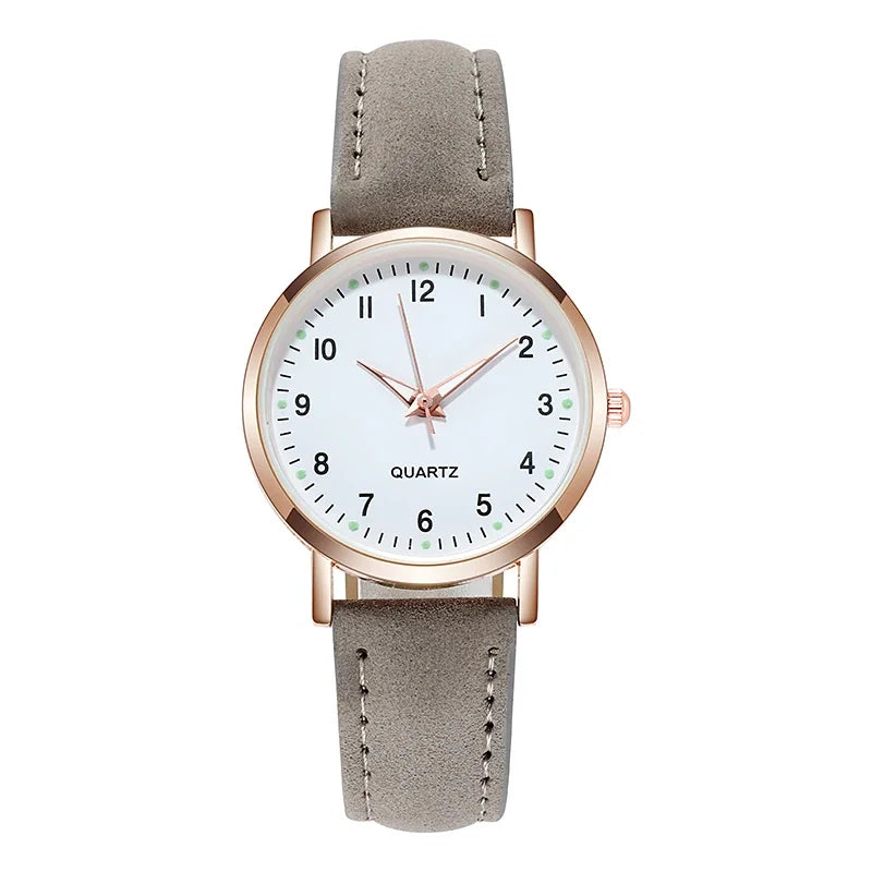 Women Luxury Luminous Watch Simple Vintage Watch Leather Belt Quartz Wristwatches Simplicity Casual Sports Wristwatches Clock