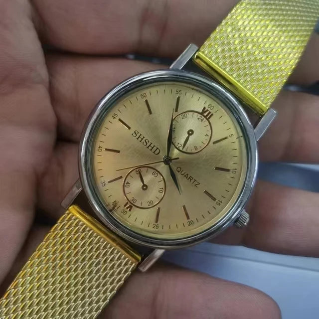 WOKAI high quality casual men's belt quartz watch classic retro Roman simple style business male student electronic clock