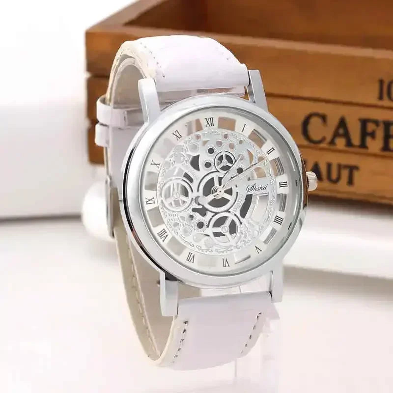 Men Watch Fashion Hollow Watches Men Roma Dial Leather Band Quartz Wristwatches Cheap Price Reloj Hombre Watches for Men