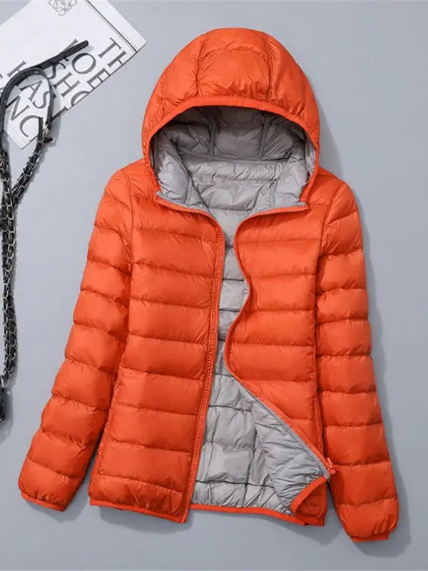 0-10℃ Women Light Weight Winter Jackets 2024 New Autumn Hooded Windproof White Duck Down Coats Ultralight Portable Puffer Parkas