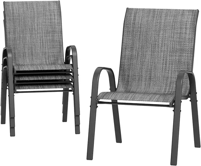 Patio Dining Chairs Set of 4, Outdoor Furniture Chairs, Breathable Seat Fabric and Alloy Steel Frame for Backyard, Porch, Garden