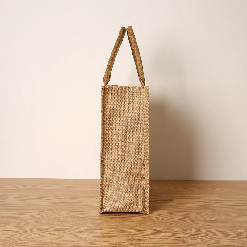 Jute handbag gift bag fashion versatile handheld large-capacity shopping bags out travel bag Tote bag men and women universal