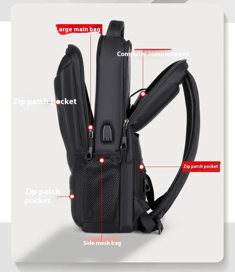 2024 Multi-functional Computer Backpack Simple Waterproof Large Capacity Travel Bag Suitcase USB Charging bags